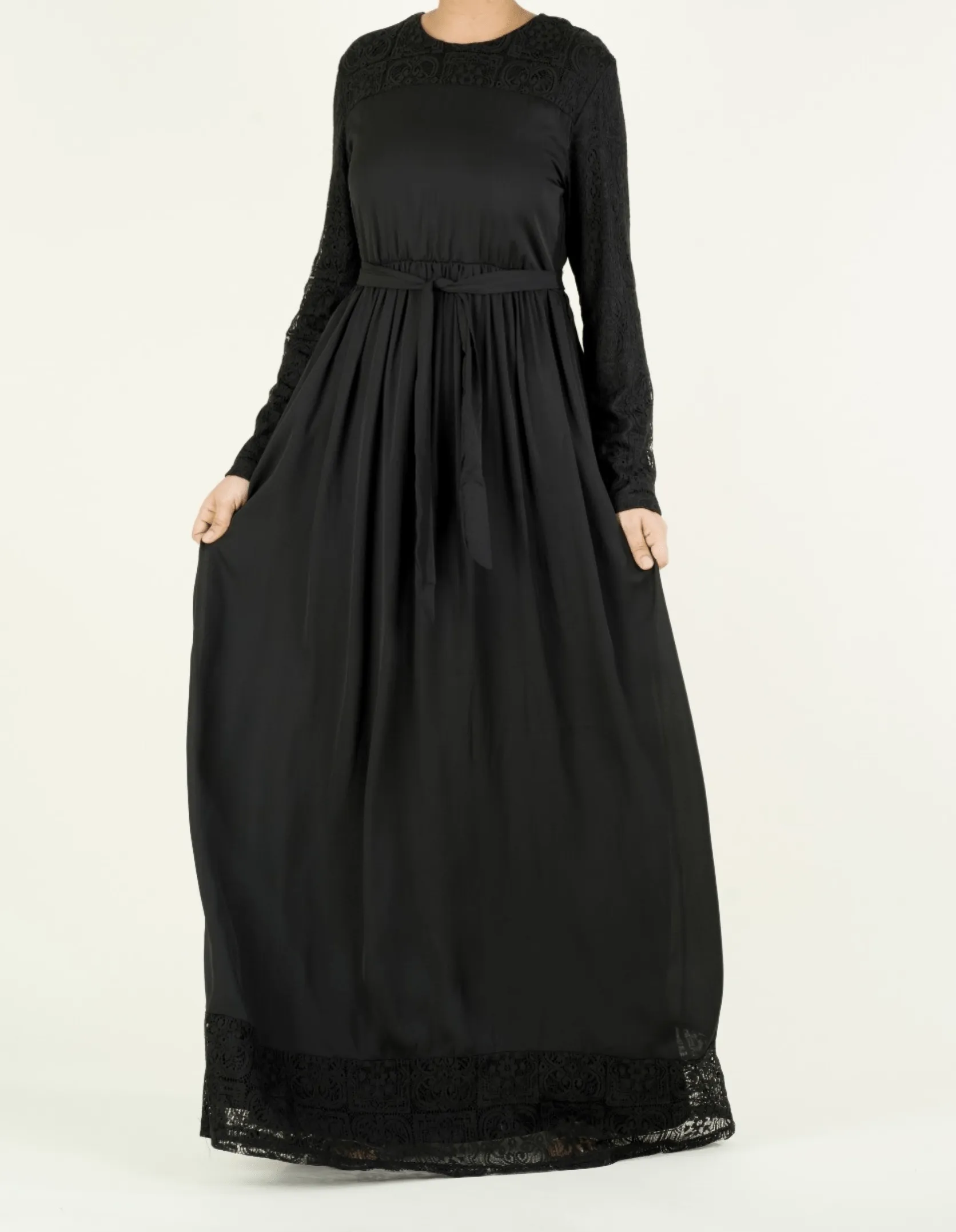 Vibrant Lace detailed chiffon dress