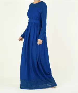 Vibrant Lace detailed chiffon dress