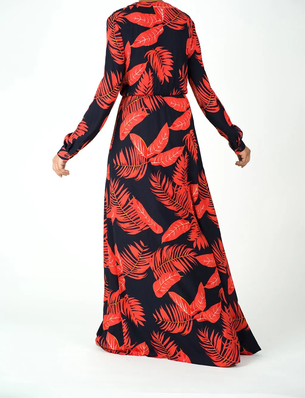 vibrant red print maxi Dress