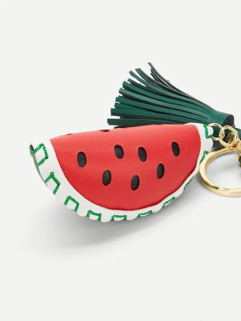 Watermelon & Tassel Charm Keychain