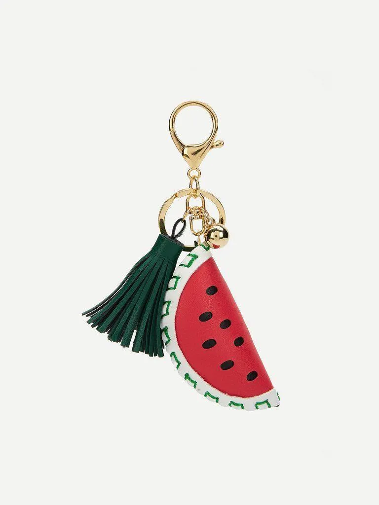 Watermelon & Tassel Charm Keychain