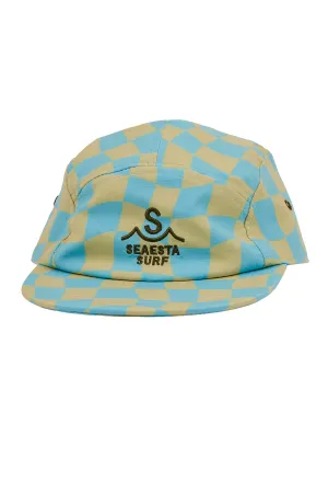 Wavy Checks Five Panel Hat / Avocado