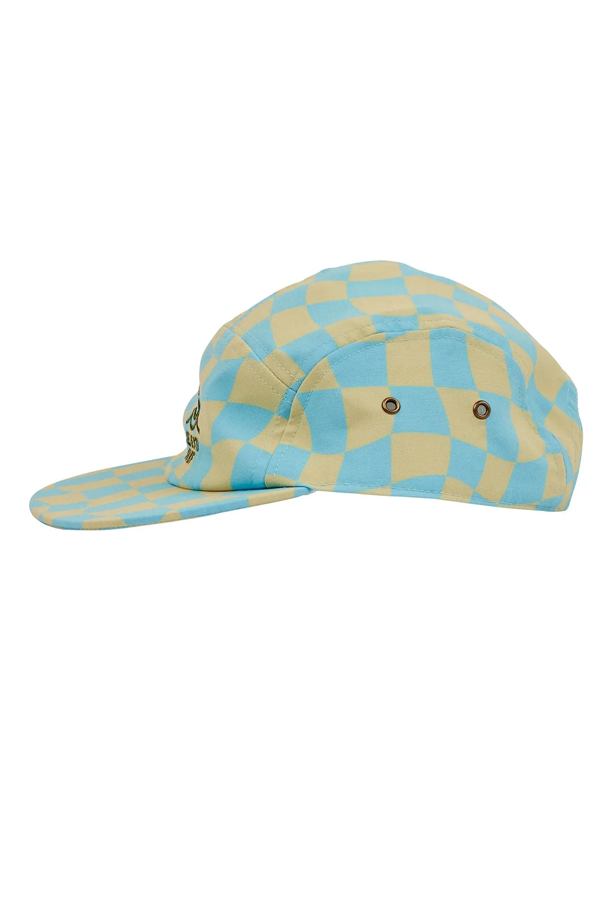 Wavy Checks Five Panel Hat / Avocado