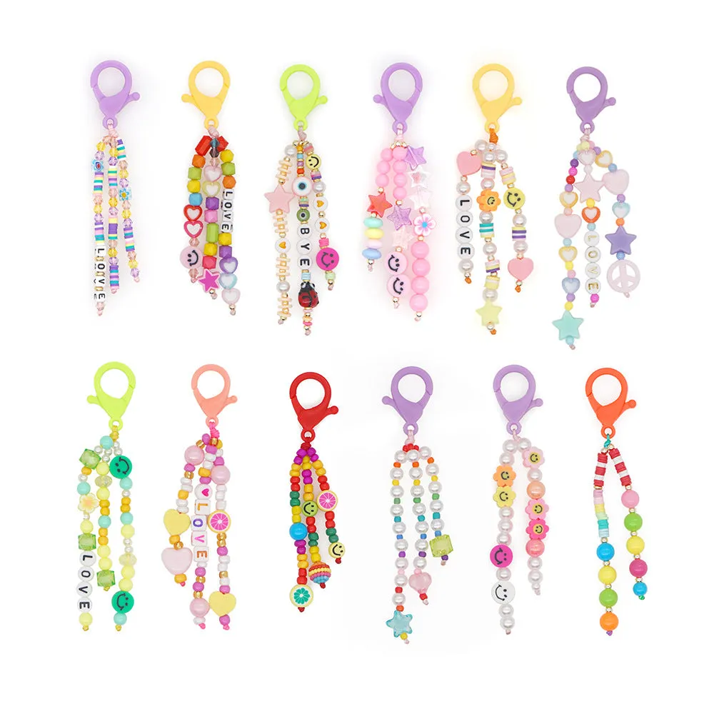 Wholesale Boho Beads Acrylic Beaded Lanyard Keychain JDC-KC-Yuxz005