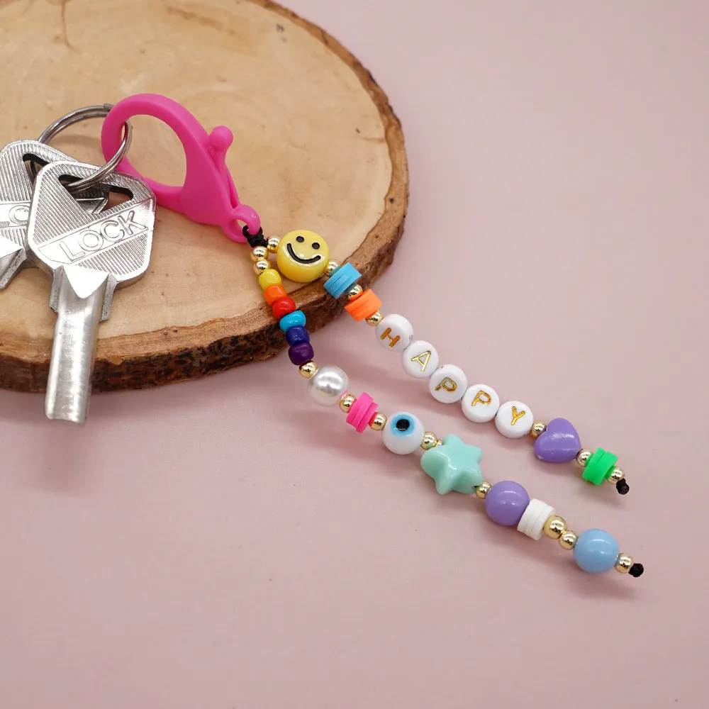 Wholesale Boho Beads Acrylic Beaded Lanyard Keychain JDC-KC-Yuxz005