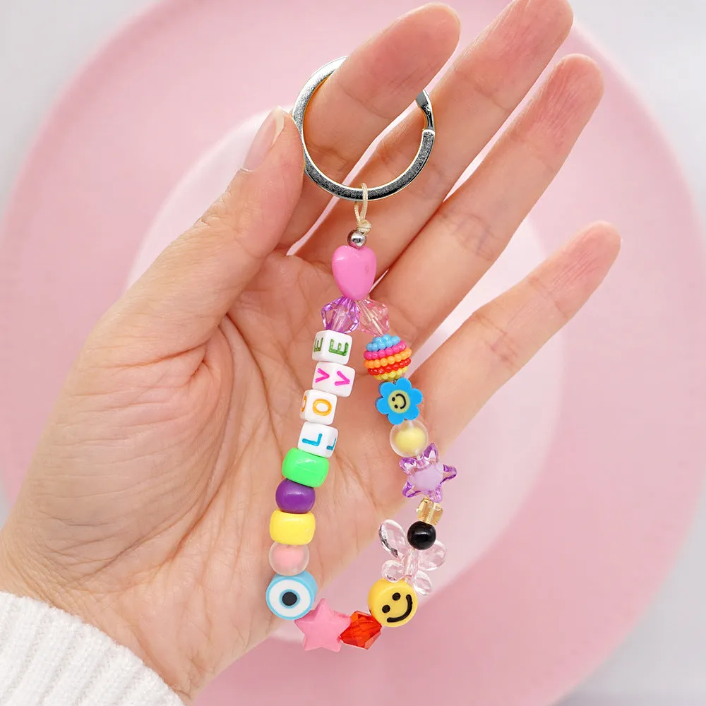 Wholesale Boho Beads Acrylic Beaded Lanyard Keychain JDC-KC-Yuxz005