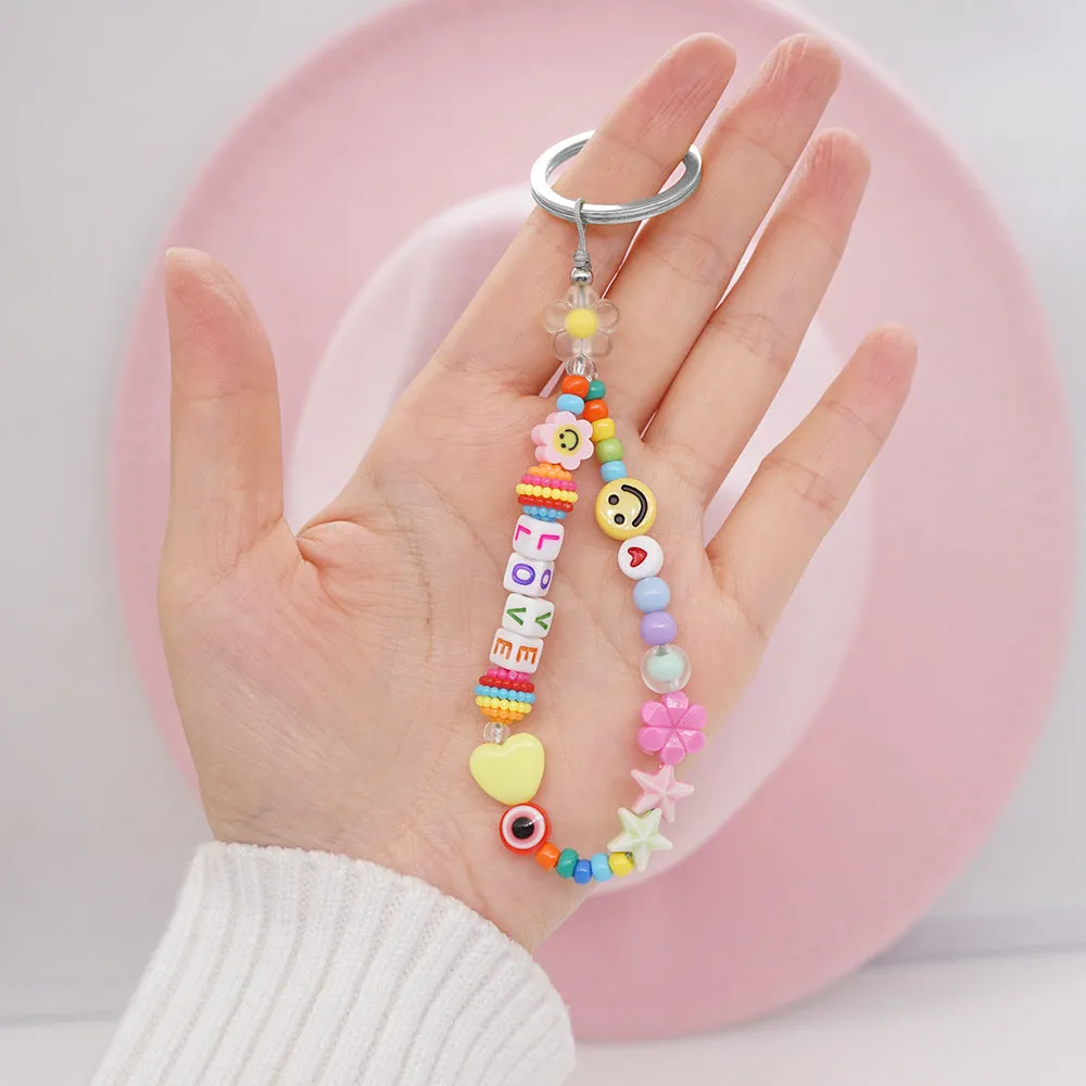 Wholesale Boho Beads Acrylic Beaded Lanyard Keychain JDC-KC-Yuxz005