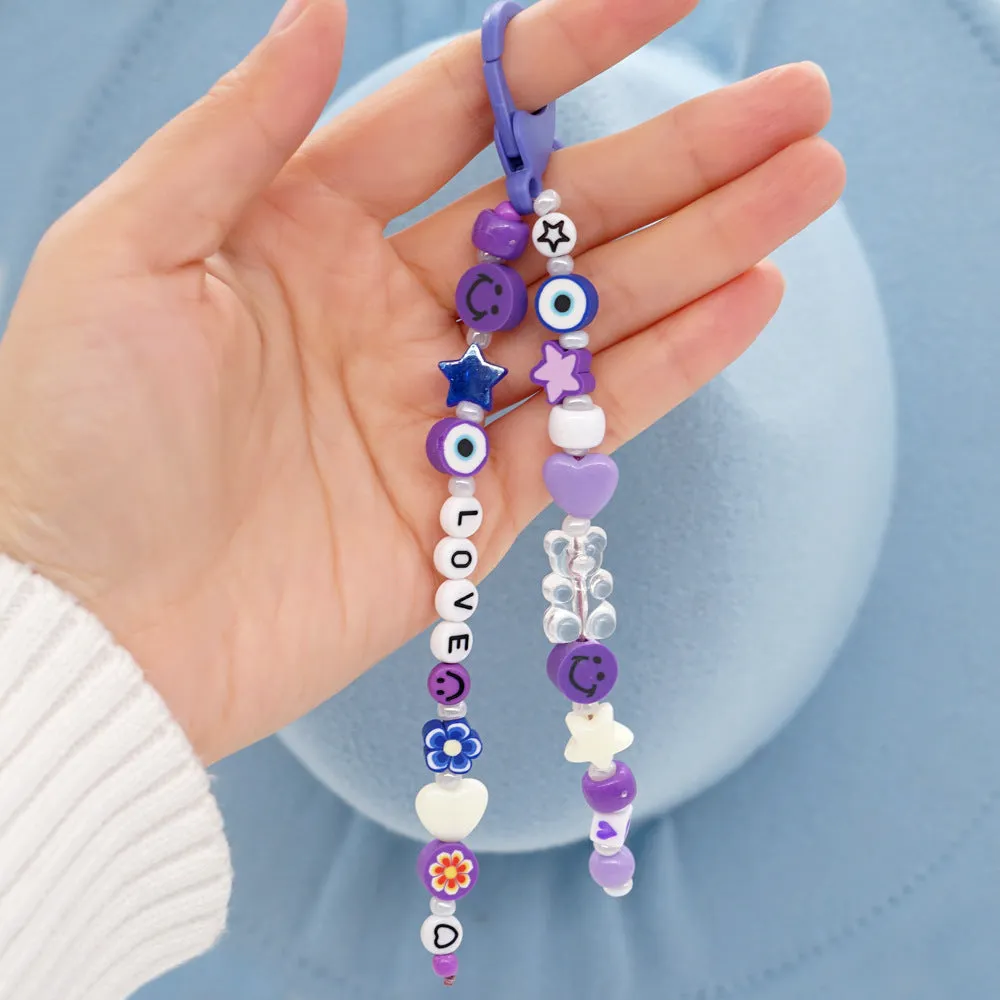 Wholesale Boho Beads Acrylic Beaded Lanyard Keychain JDC-KC-Yuxz005