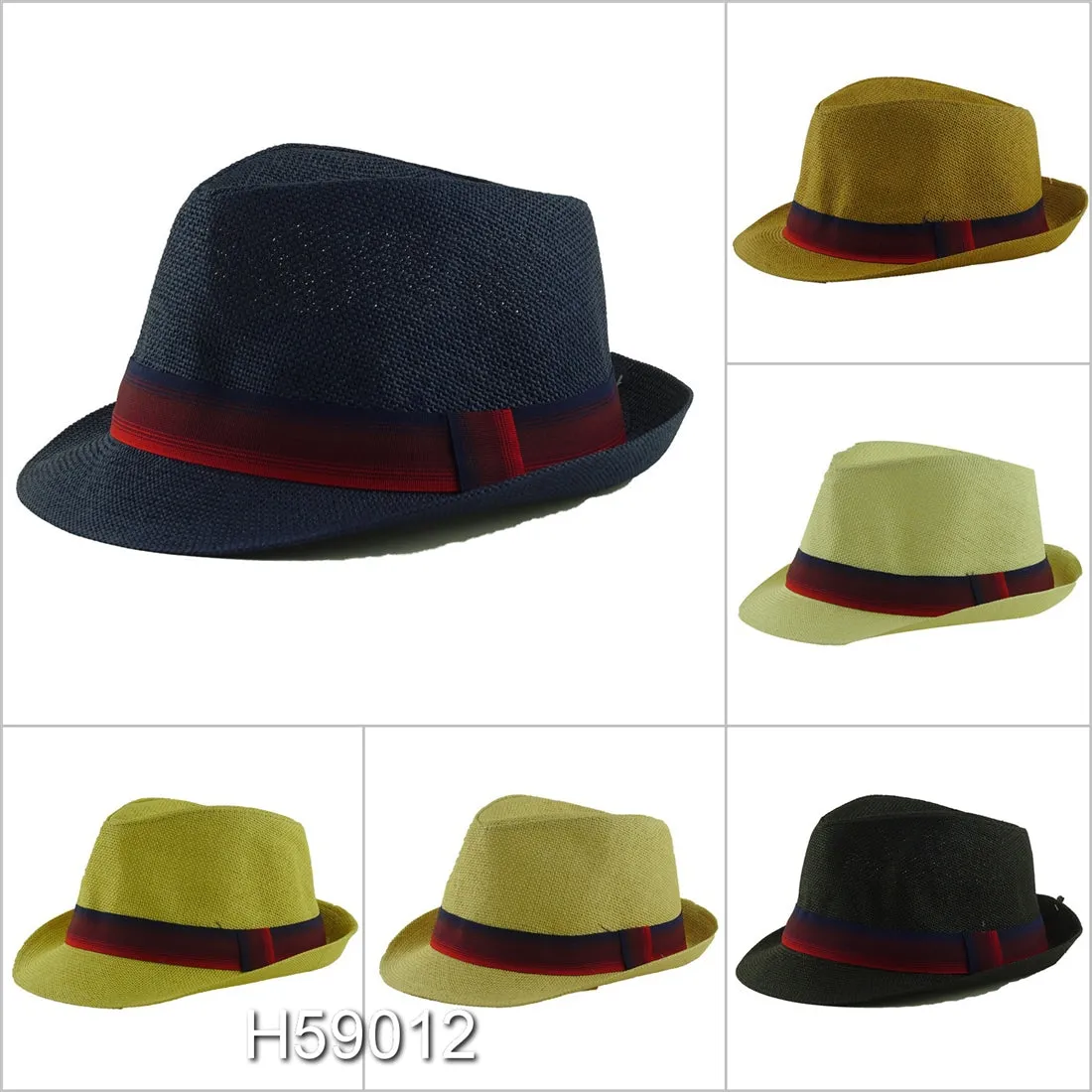 Wholesale Summer Straw Fedora Hats Unisex H59012