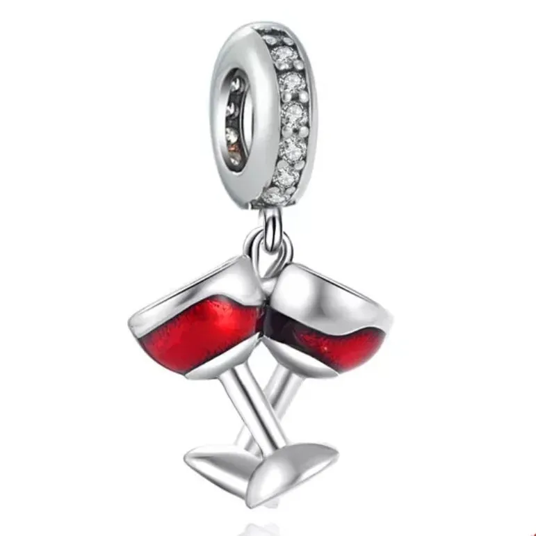 Wine Glass Charm - 925 Sterling Silver