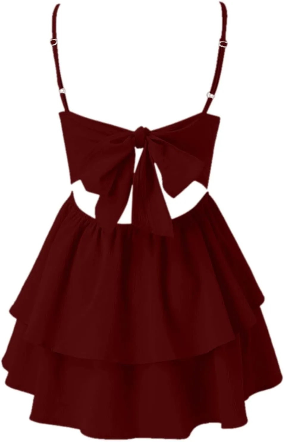 Women's 2025 Summer Spaghetti Straps Tube Mini Dress Smocked Ruffle A Line Tiered Flowy Short Party Club Dresses