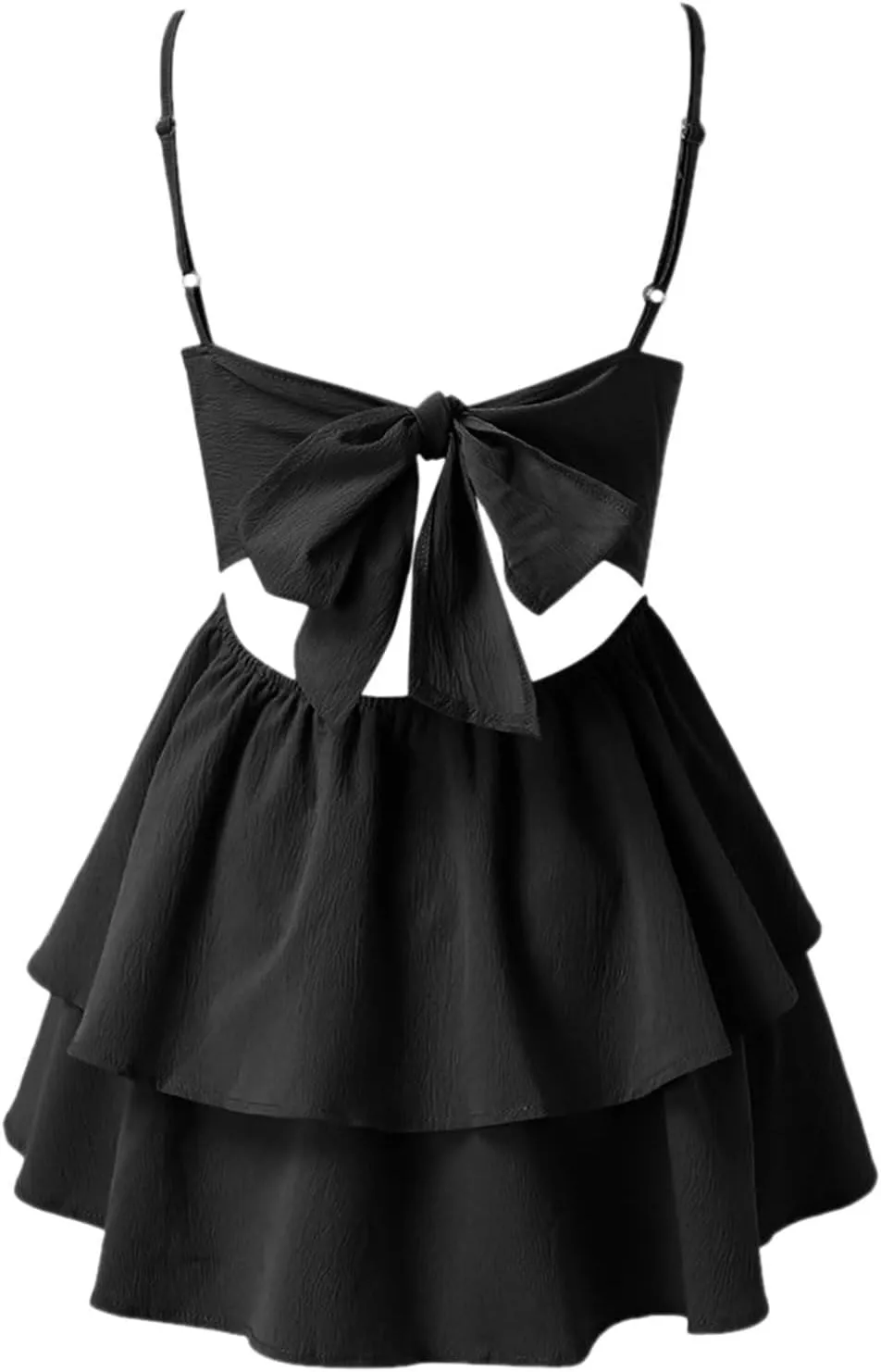 Women's 2025 Summer Spaghetti Straps Tube Mini Dress Smocked Ruffle A Line Tiered Flowy Short Party Club Dresses