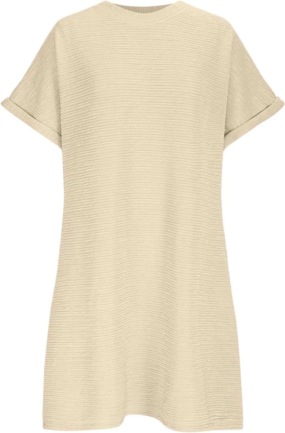Women's Casual Dresses Loose Short Sleeve Crewneck Sundress Fashion Solid Color Vacation Beach Dress with Pocket